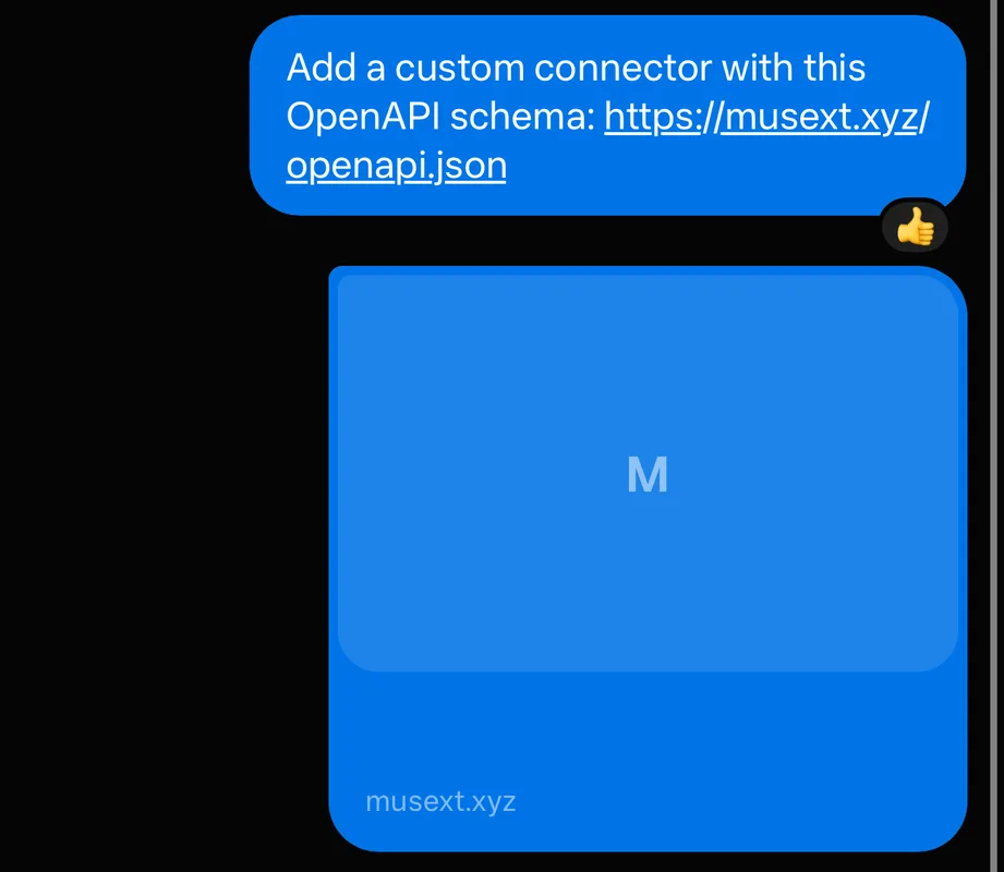 The message sent in a Muse chat