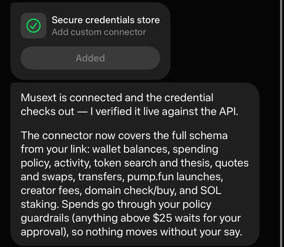 Muse confirming the connection